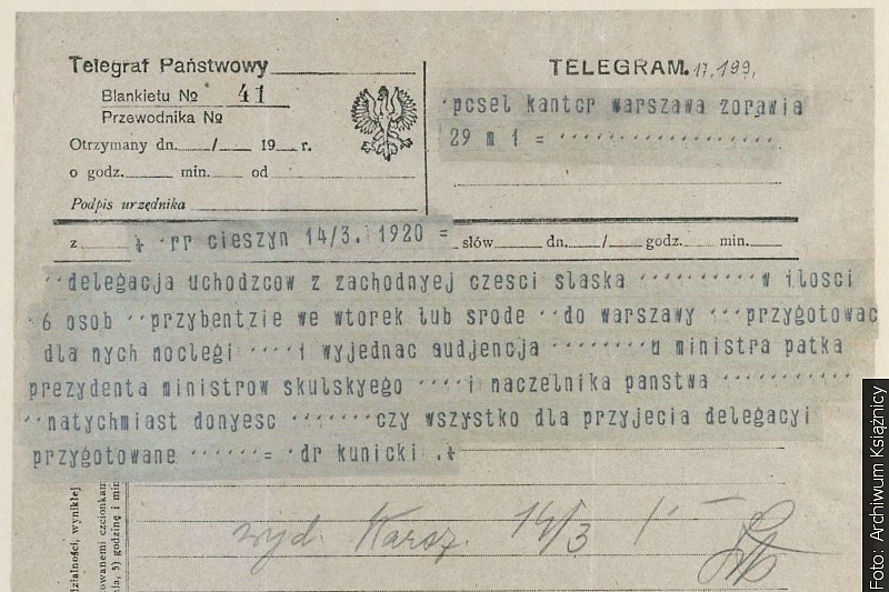 Telegramy v Książnicy Cieszyńské 